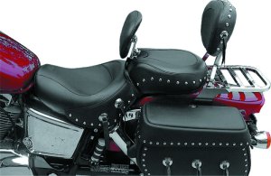 Honda VT1100 Sabre One-Piece Motorcycle Seat - Mustang Motorcycle - Wide Touring w/Studs and Conchos - Black - `00-`08